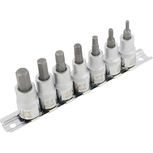 HSW3811M 7-Piece Metric 2" Long Hex Bit Socket Set, Hex, 3/8" Drive, 7 Pcs Sécurité Médic