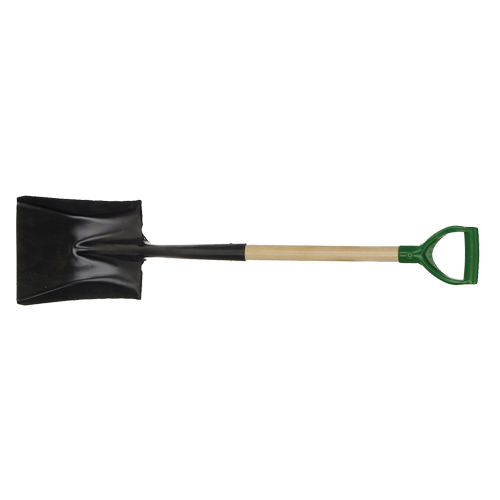 Square Point Shovel, Wood, Tempered Steel Blade, D-Grip Handle, 29" Long Sécurité Médic