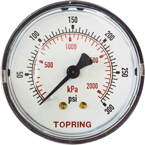 Replacement Pressure Gauge, 2" , 0 - 175 psi, Back Mount, Analogue Sécurité Médic