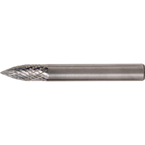 CLEVELAND Solid Carbide Burrs - Tree Shape Pointed End, SG-6, 5/8" Dia., 1/4" Shank, 3/4" Depth of Cut Sécurité Médic