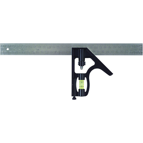 &eacute;querre combin&eacute;e (imp&eacute;riale/m&eacute;trique), 12" lo, 1/16" Graduations, Acier, Chrom&eacute; Sécurité Médic