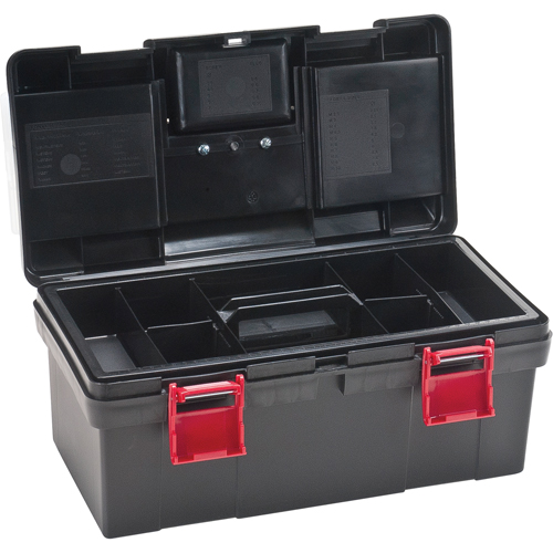 Plastic Tool Box, 17-1/2" W x 9-1/2" D x 8" H, Black Sécurité Médic