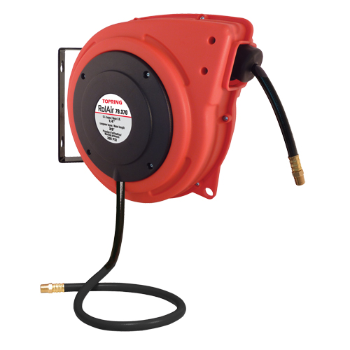 Rolair Automatic Rewind Hose Reel With PVC Hose, Air, 3/8" x 30', Single Hose, 300 psi Sécurité Médic