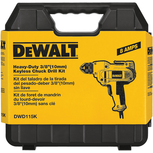 VSR Mid-Handle Drill, 3/8" Chuck, 8 A, 120 V, 0-2500 RPM, Keyless Chuck Sécurité Médic