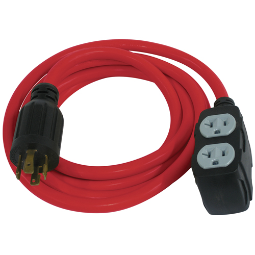 Generator Extension Cord, SJTW, 12/3 AWG, 30 A, 4 Outlet(s), 10' Sécurité Médic
