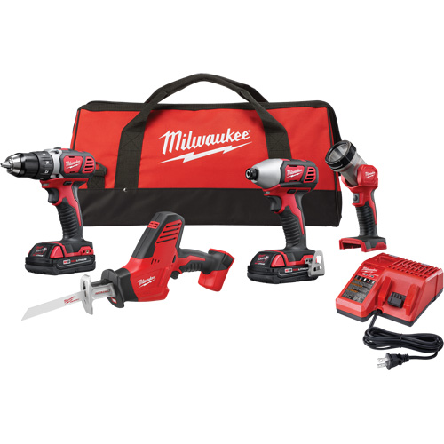 Ensemble quatre outils sans fil combin&eacute;s M18, Lithium-ion, 18 V Sécurité Médic