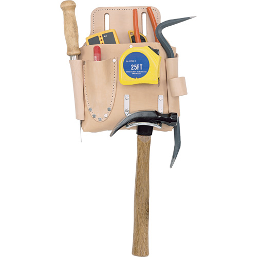 Poche pour outils de travail des cloisons s&egrave;ches, Porte-outil, Cuir, 7 Poches Sécurité Médic