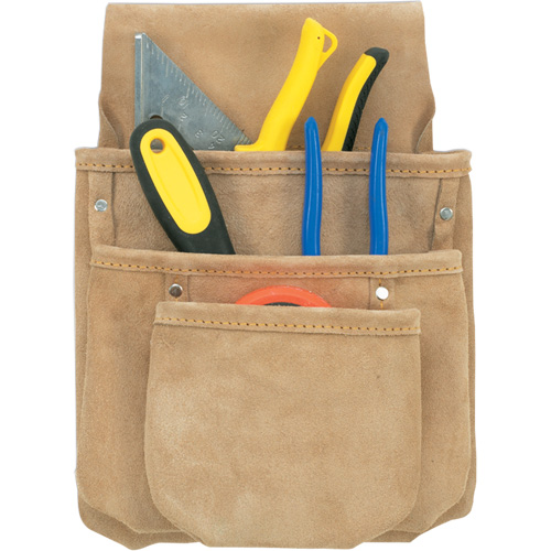 Poche pour outils de travail des cloisons s&egrave;ches, Porte-outil multiple, Cuir, 3 Poches Sécurité Médic