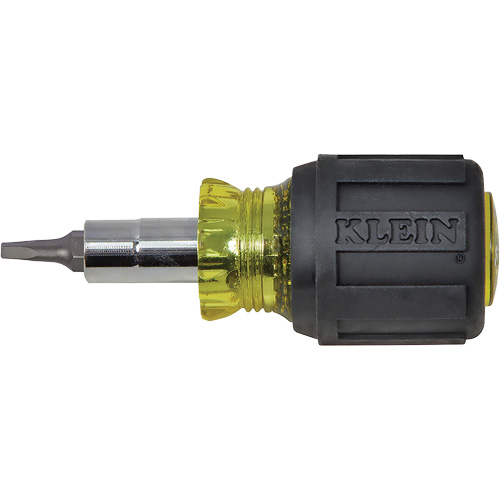 Tournevis multi embouts court a/pointe carr&eacute;e, 3-1/5" lo, Prise Coussin&eacute;e Sécurité Médic