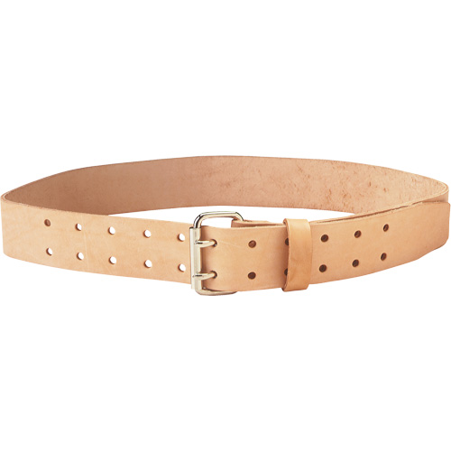 Ceinture &agrave; double ardillon, Cuir, Beige Sécurité Médic