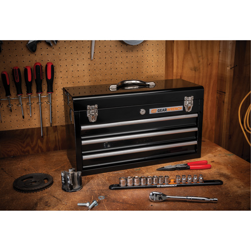 Portable Tool Box, 20" W, 3 Drawers, Black Sécurité Médic