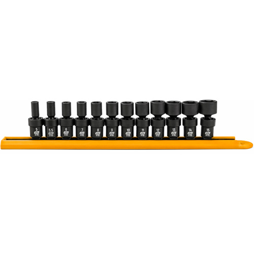 Jeu de 12 douilles m&eacute;triques flexibles universelles &agrave; chocs 1/4" &agrave; 6 pans Sécurité Médic