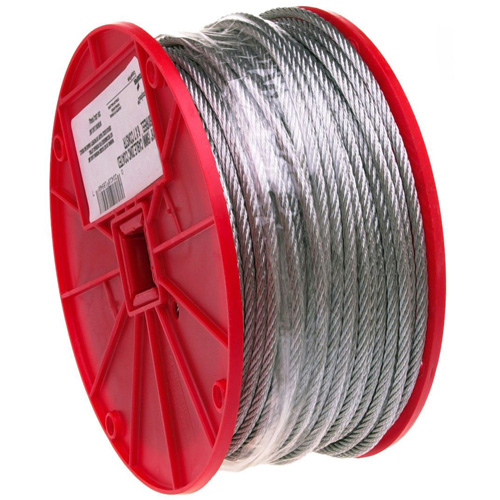 Wire Cable, 500' (152.4 m) x 3/32", 184 lbs. (0.092 tons), Galvanized Sécurité Médic
