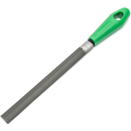 Double Cut File with Green Handle, Half Round, 8", Bastard Sécurité Médic