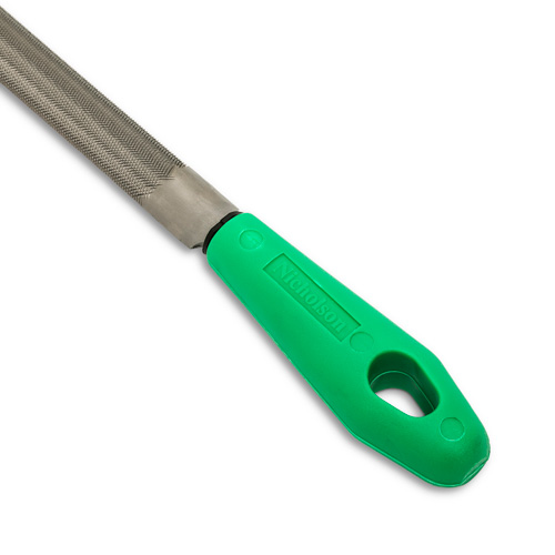 Double Cut File with Green Handle, Half Round, 8", Bastard Sécurité Médic