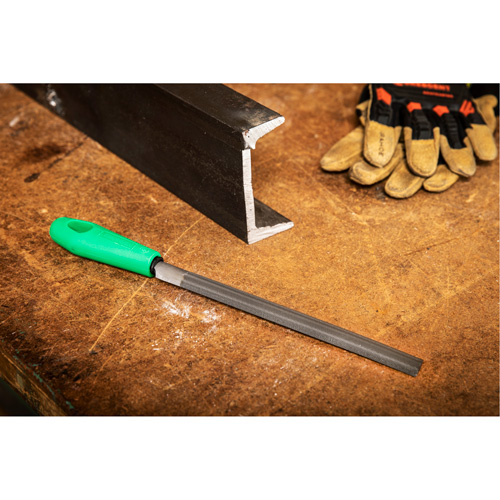 Double Cut File with Green Handle, Half Round, 8", Bastard Sécurité Médic