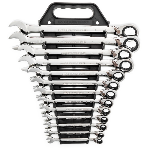 72-Tooth 12 Point Reversible Ratcheting SAE Wrench Set, Combination, 13 Pieces, Imperial Sécurité Médic