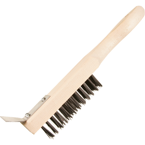 Brosse de nettoyage avec racloir, Acier, 5 x 13 rangs de fils, Longueur 11-3/8" Sécurité Médic