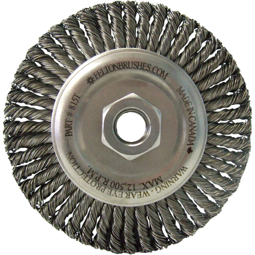 Brosses m&eacute;talliques &agrave; touret, Dia. 5-7/8", Fils 0,02", Arbre 5/8"-11, Acier Sécurité Médic