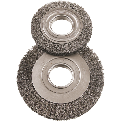 Brosses rotatives grand format 8", 8" dia., Fils 0,012", Arbre 2" Sécurité Médic