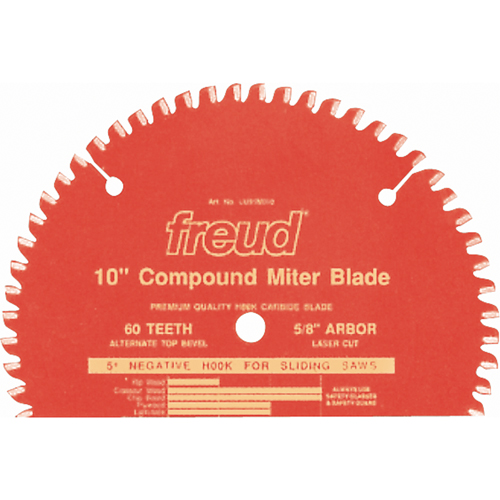Lames de scie industrielle TCS &agrave; onglets avec glissi&egrave;re, 10", 60 dents, Pour Bois Sécurité Médic