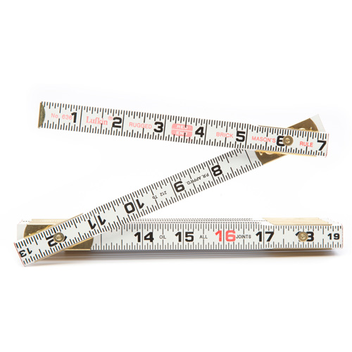 R&egrave;gle de maçon Red End, 6' lo, Bois, Graduations de 1/16" Sécurité Médic