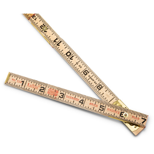 Red End&reg; Oversized Brick Mason Rule, 6' L, Wood, 1/16" Graduations Sécurité Médic