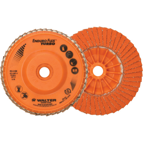 Disque &agrave; lamelles Enduro-Flex Turbo, 4-1/2" x 5/8"-11, Type 27S, Grain 80, C&eacute;ramique Sécurité Médic