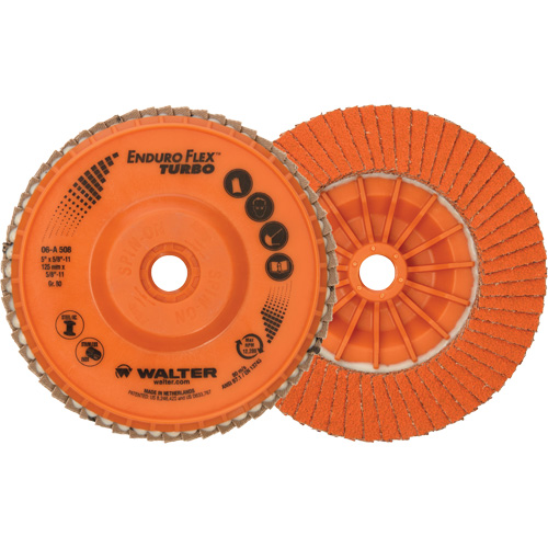 Disque &agrave; lamelles Enduro-Flex Turbo, 5" x 5/8"-11, Type 27S, Grain 80, C&eacute;ramique Sécurité Médic