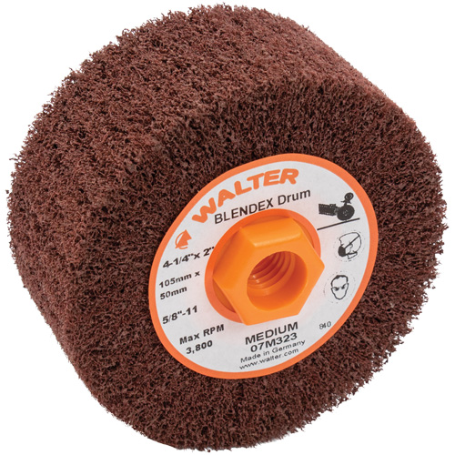 ALLSTEEL Blendex Surface Conditioning Drum, 4-1/4" Dia. x 2" W, 5/8"-11 Arbor, Medium Grit Sécurité Médic
