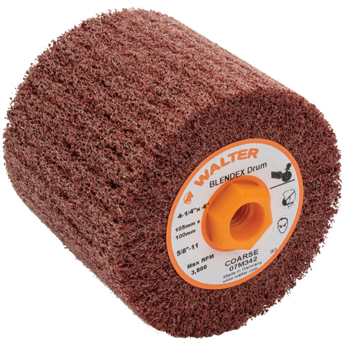 ALLSTEEL Blendex Surface Conditioning Drum, 4-1/4" Dia. x 4" W, 5/8"-11 Arbor, Coarse Grit Sécurité Médic