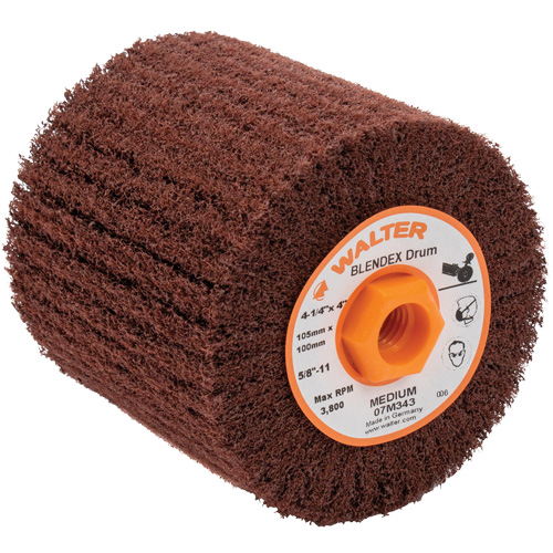 ALLSTEEL Blendex Surface Conditioning Drum, 4-1/4" Dia. x 4" W, 5/8"-11 Arbor, Medium Grit Sécurité Médic