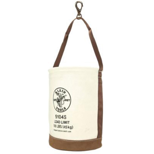 Leather-Bottom Bucket, 17" H, Canvas, White Sécurité Médic