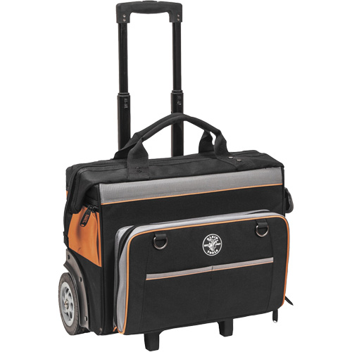 Tradesman Pro Rolling Tool Bag, Ballistic Polyester, 24 Pockets, Black/Orange Sécurité Médic