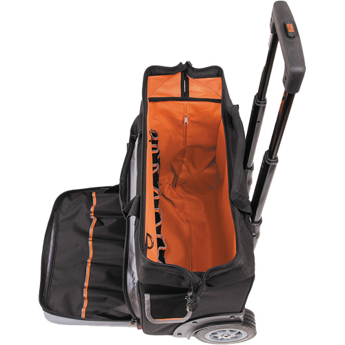 Tradesman Pro Rolling Tool Bag, Ballistic Polyester, 24 Pockets, Black/Orange Sécurité Médic