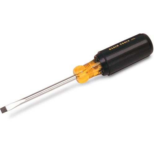 Slot Cabinet Tip Screwdriver, 1/4" Tip, Round, 12-11/32" L, Cushion Grip Handle Sécurité Médic