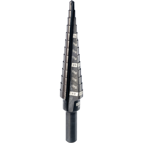 #1 Step Drill Bit, 1/8" - 1/2" , 1/32" Increments, High Speed Steel Sécurité Médic