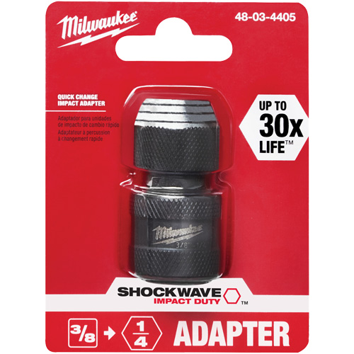 Shockwave Impact Driver Square to Hex Socket Adapter, Impact, 1/4" Drive, 3/8" Socket, 1.875" L Sécurité Médic