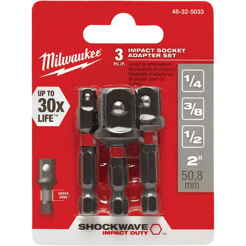 Shockwave Impact Driver Socket Adapter Set, 1/4" Drive Size, Ball, 1-7/8" L Sécurité Médic