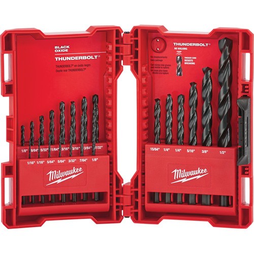 Thunderbolt&reg; Jobber Drill Bit Set, 21 Pieces, Alloy Steel Sécurité Médic