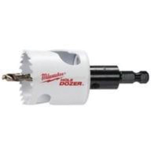Scie-cloche Hole Dozer avec arbre, 1-3/4", Profondeur de la coupe 1-5/8", Bim&eacute;tal Sécurité Médic