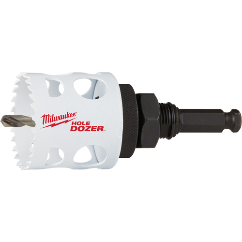 Scie-cloche Hole Dozer avec arbre, 2", Profondeur de la coupe 1-5/8", Bim&eacute;tal Sécurité Médic