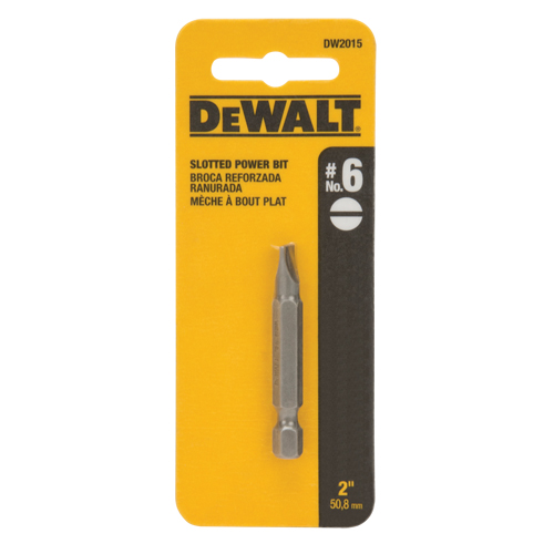 Screwdriver Bit, Slot, #6 Tip, 1/4" Drive Size, 2" Length Sécurité Médic
