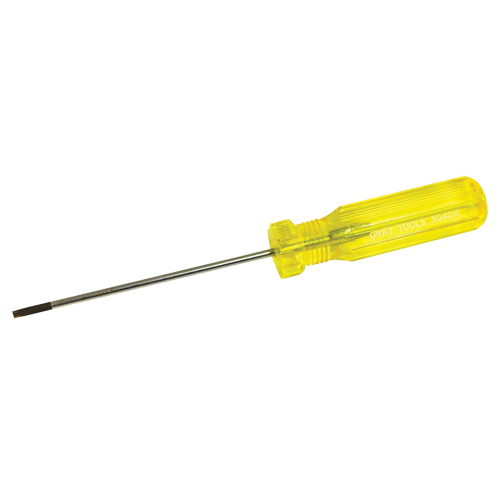 Electrician's Slotted Screwdriver, 1/8" Tip, Round, 7-1/4" L, Plastic Handle Sécurité Médic