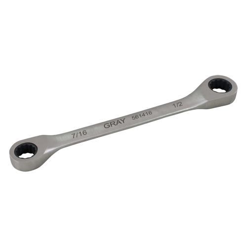 Double Box End Gear Ratcheting Wrench, 12 Point, 5/16" x 3/8", Plain Finish Sécurité Médic