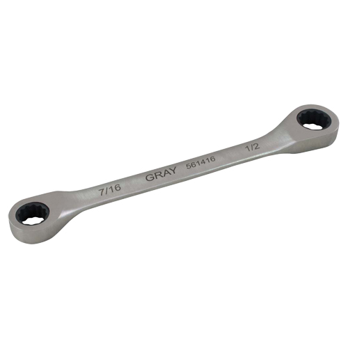 Double Box End Gear Ratcheting Wrench, 12 Point, 7/16" x 1/2", Plain Finish Sécurité Médic