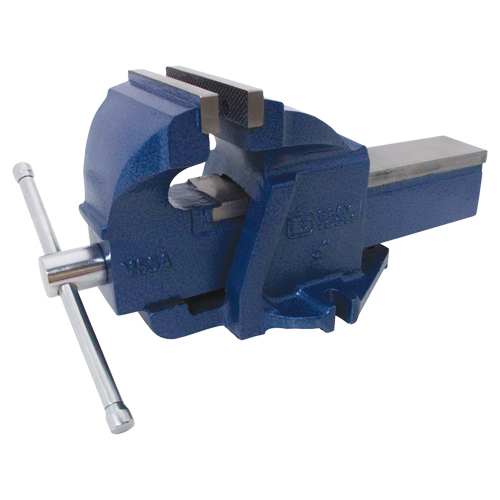 Ductile Iron Mechanics Bench Vise, 5" Jaw Width, 3-3/10" Throat Depth Sécurité Médic