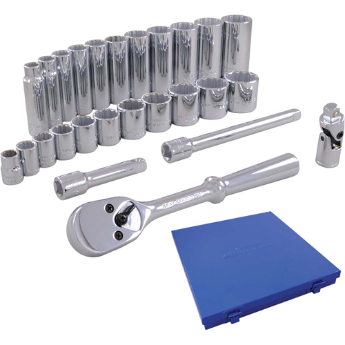 Metric Socket & Attachments Set, 26 Pcs, 3/8" Drive Size, Deep Sécurité Médic