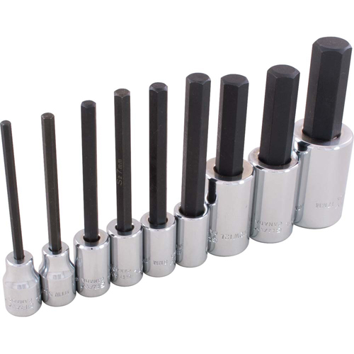 Hex Head Socket Set, Hex, 1/2"/3/8" Drive, 9 Pcs Sécurité Médic