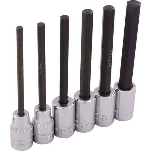 Hex Head Socket Set, Hex, 3/8" Drive, 6 Pcs Sécurité Médic